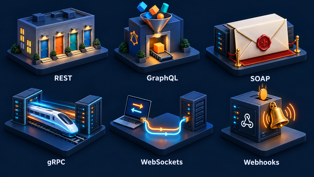 Six API architecture patterns: REST, GraphQL, SOAP, gRPC, WebSockets and webhooks